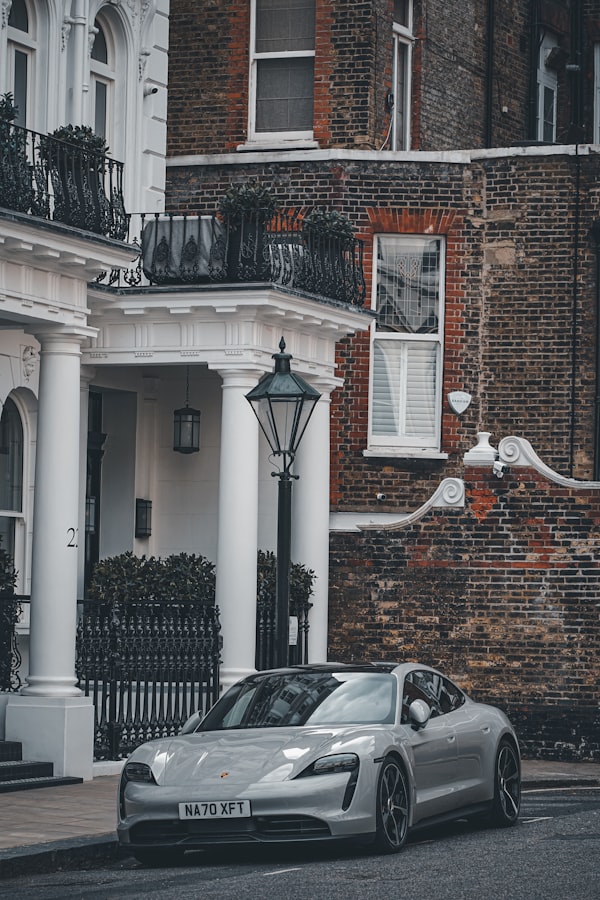 Luxury car parked in a London neighborhood