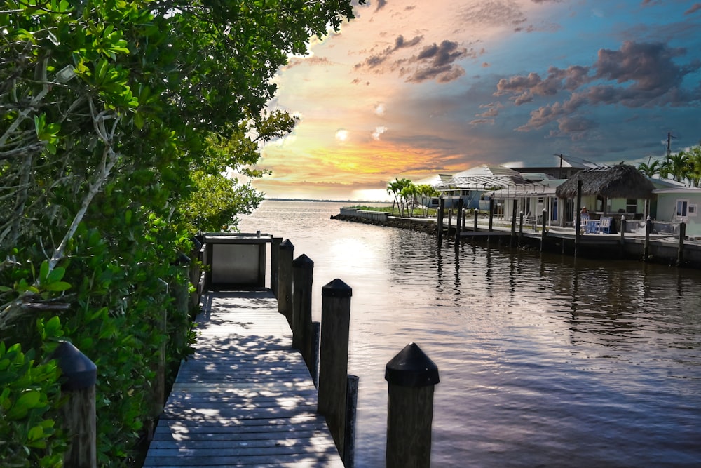 a dock that is next to a body of water