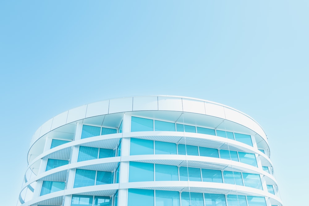 a building with a blue sky in the background