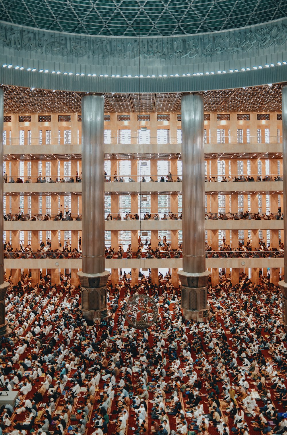 a large group of people in a building