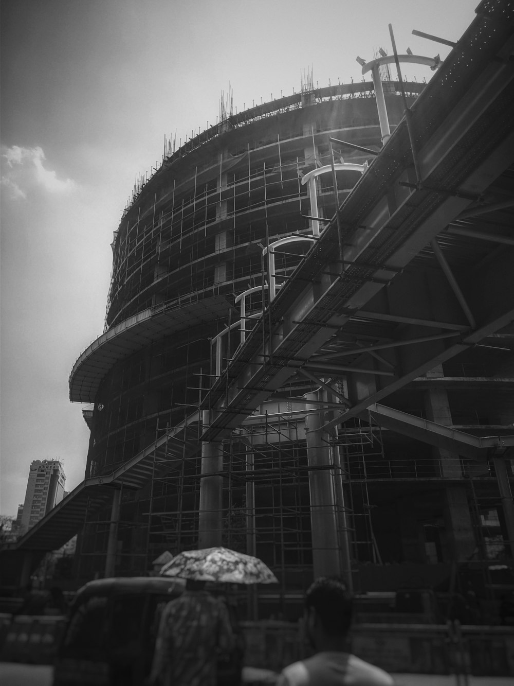 a building under construction with scaffolding around it