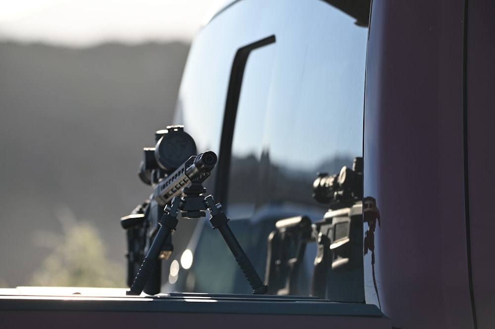 a close up of a mirror on a vehicle