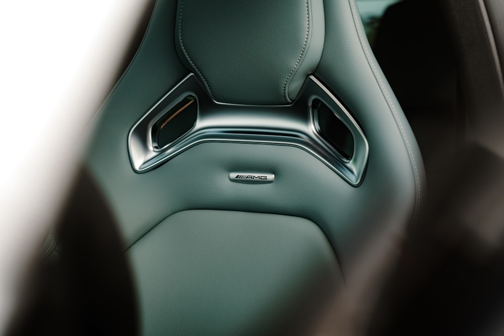 a close up of a car's leather seats