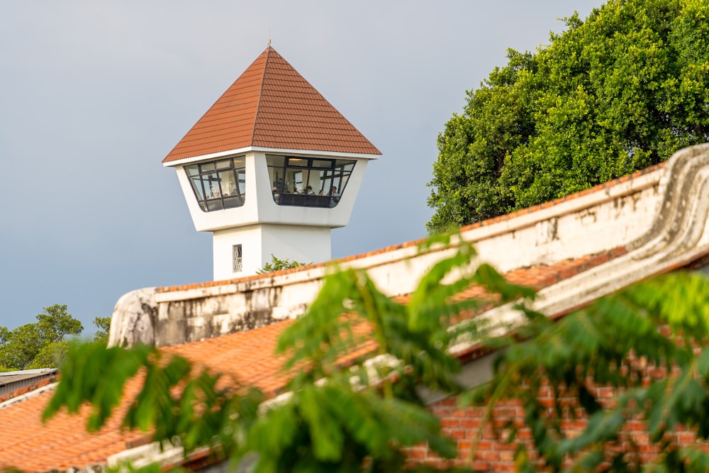 a clock tower on top of a brick building