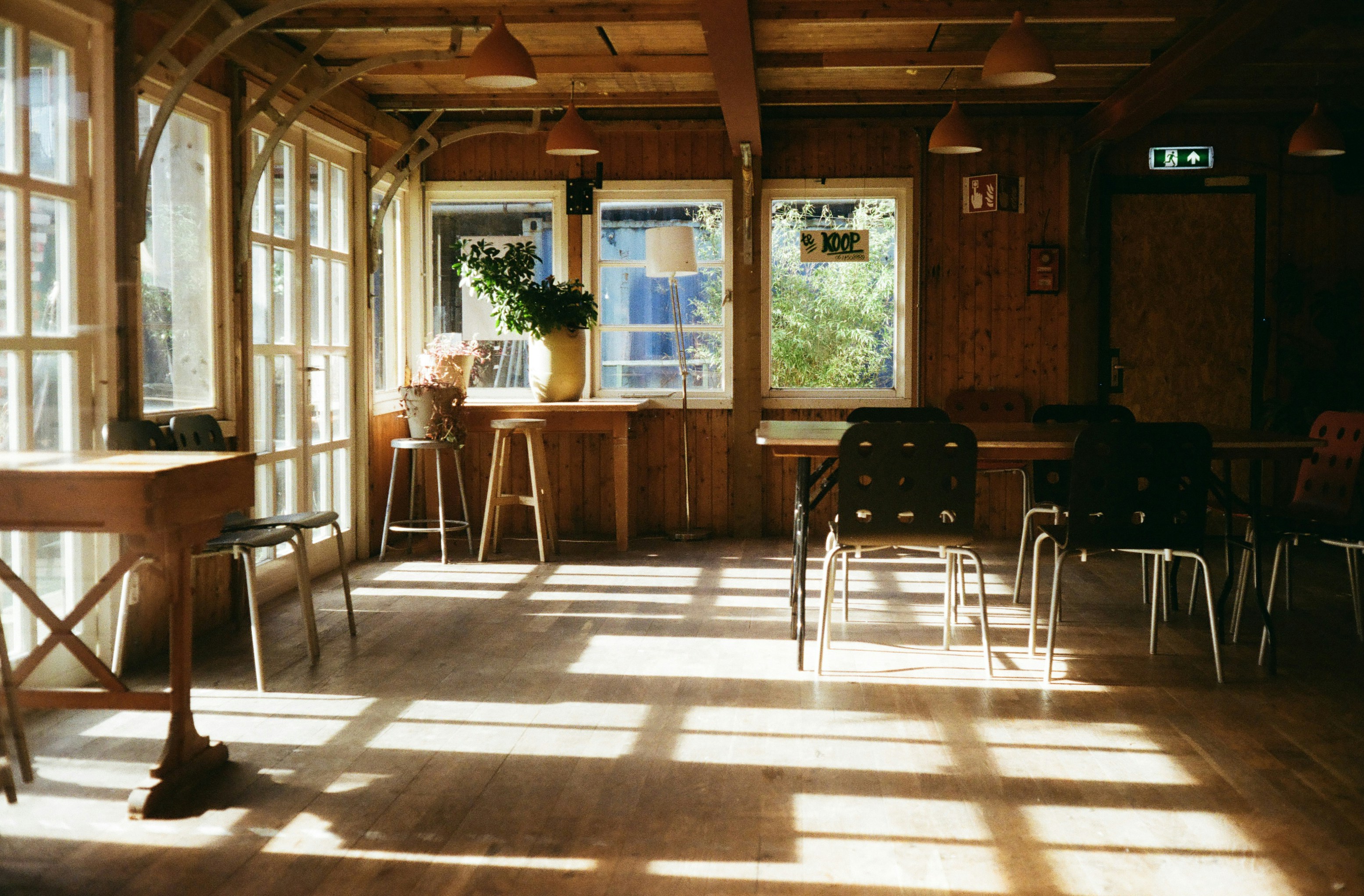 Workshop interior with windows and chairs
