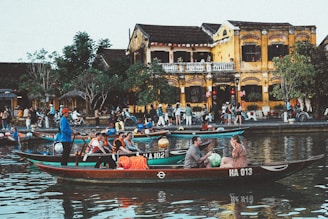 a group of people riding on top of a boat