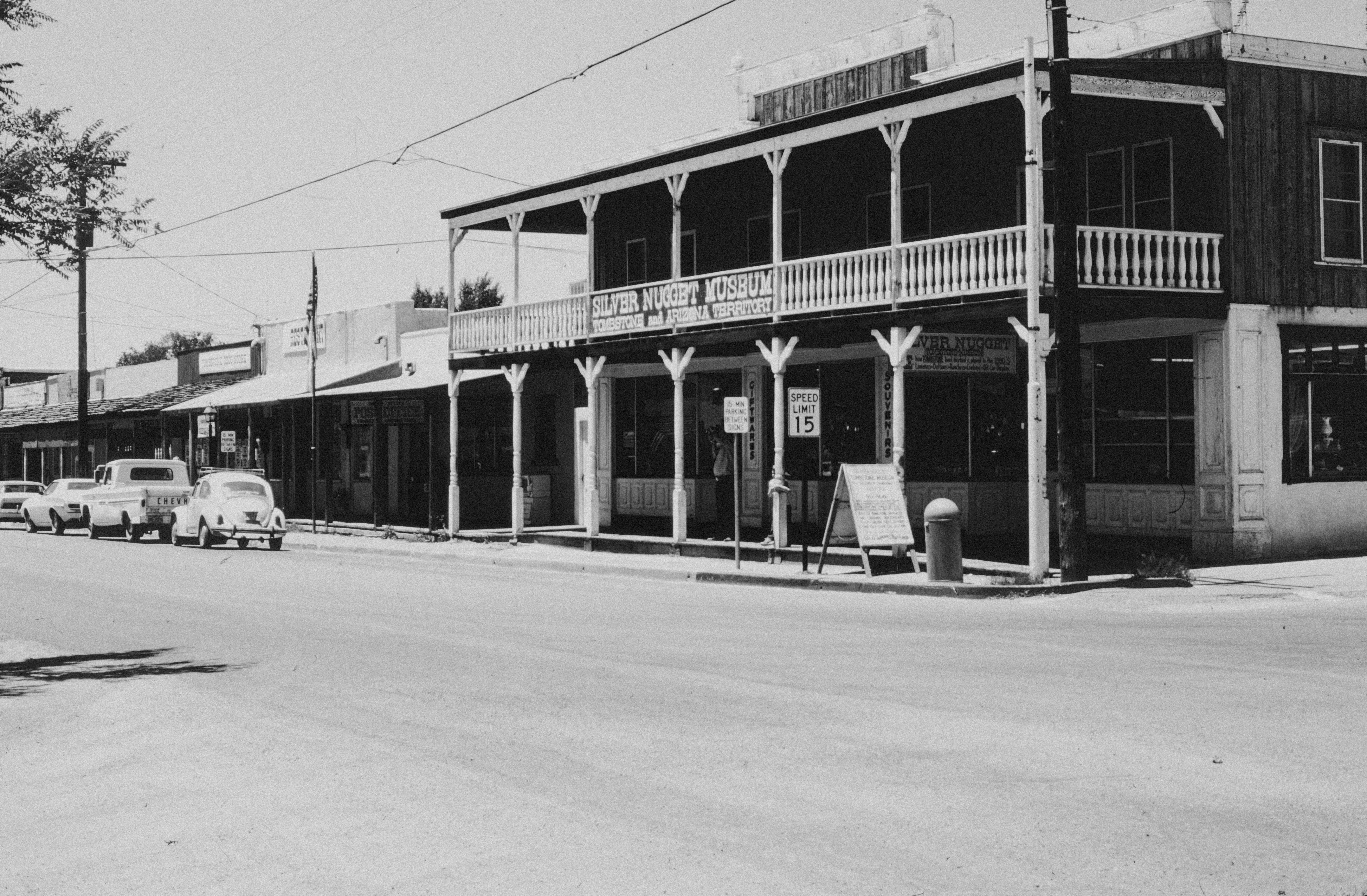 a black and white photo of an old town