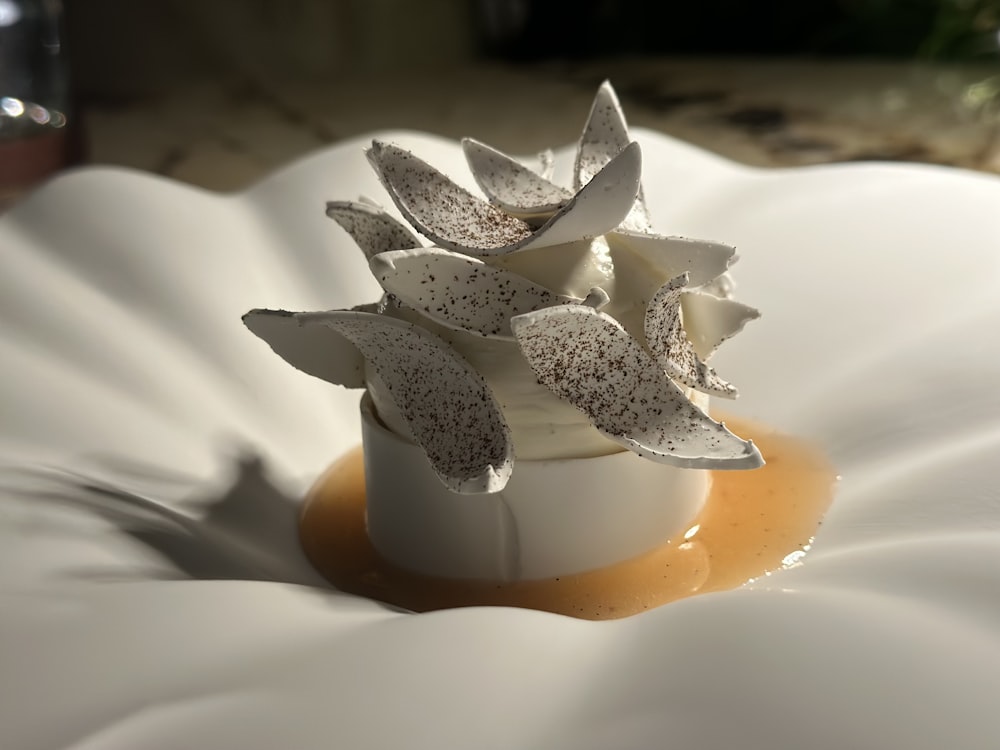 a close up of a plate of food on a table