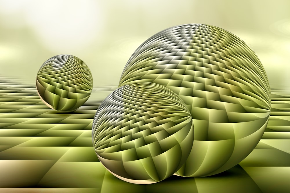 a computer generated image of three spheres