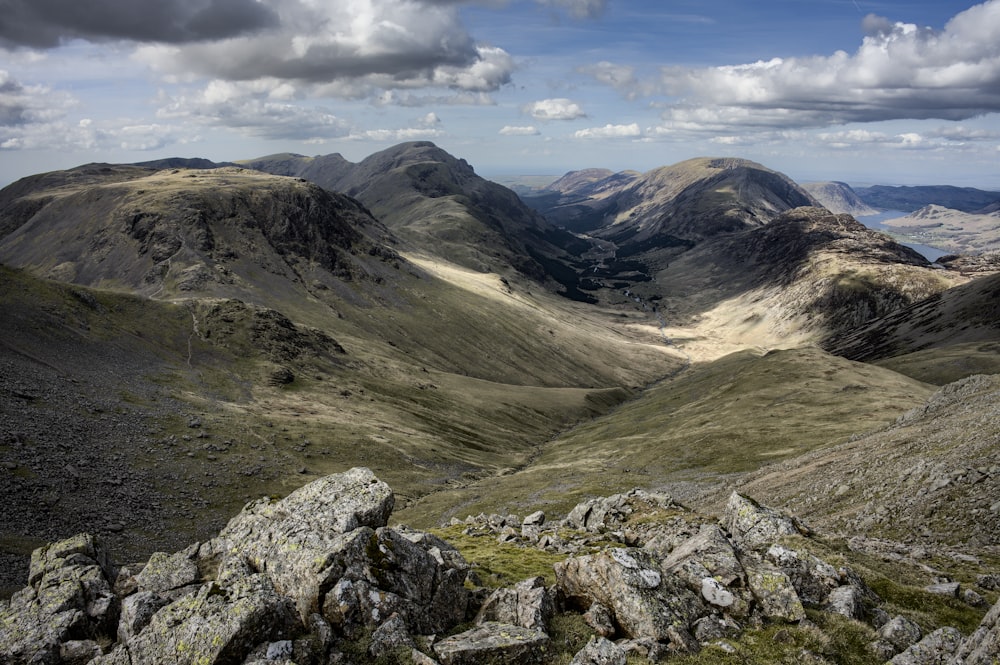 a view of mountains from the top of a mountain