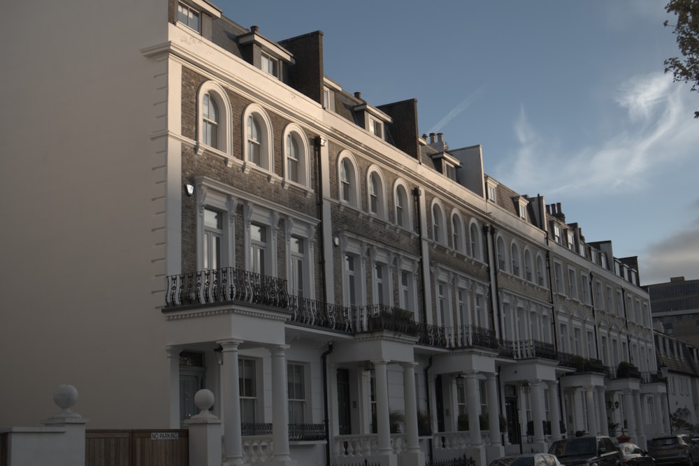 a row of buildings with balconies and balconies