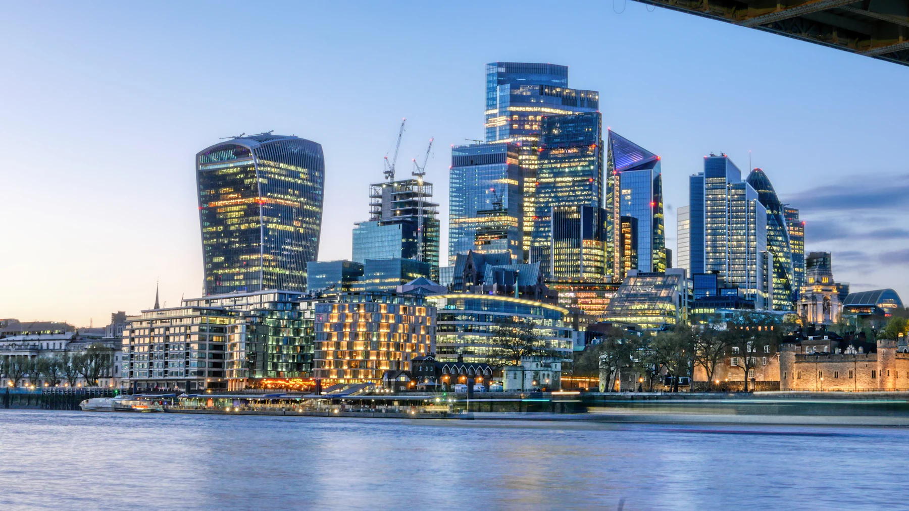 The London skyline at dusk
