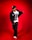 a man standing in front of a red background