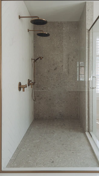 New waterproofing - shower floor installed with gray porcelain tile Bothell,WA Remodel Bathroom