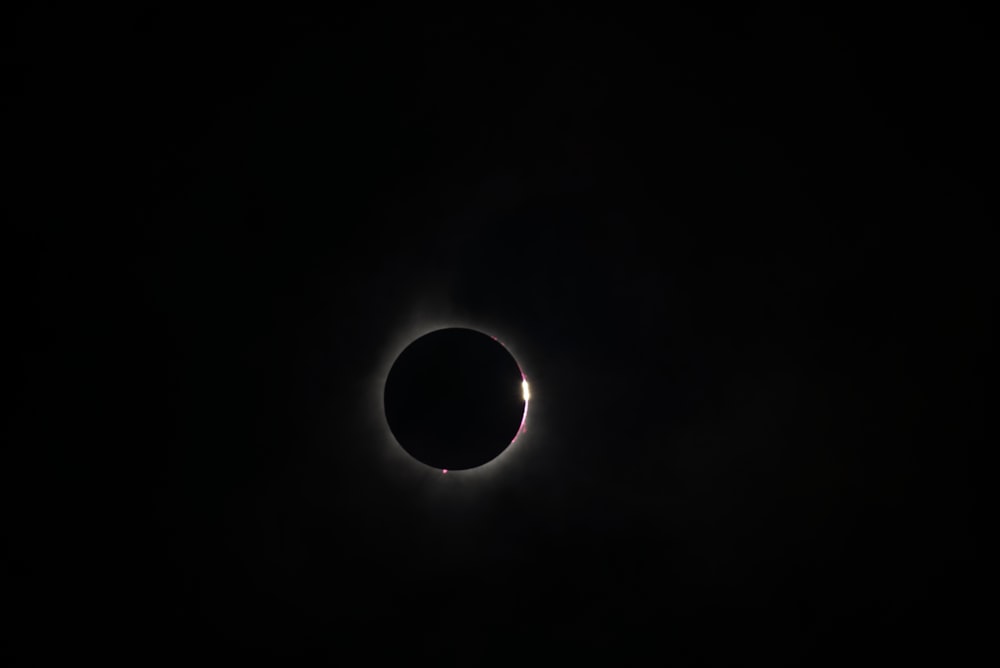 a solar eclipse in the dark sky