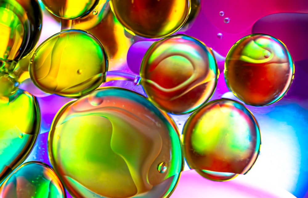 a bunch of soap bubbles floating on top of each other
