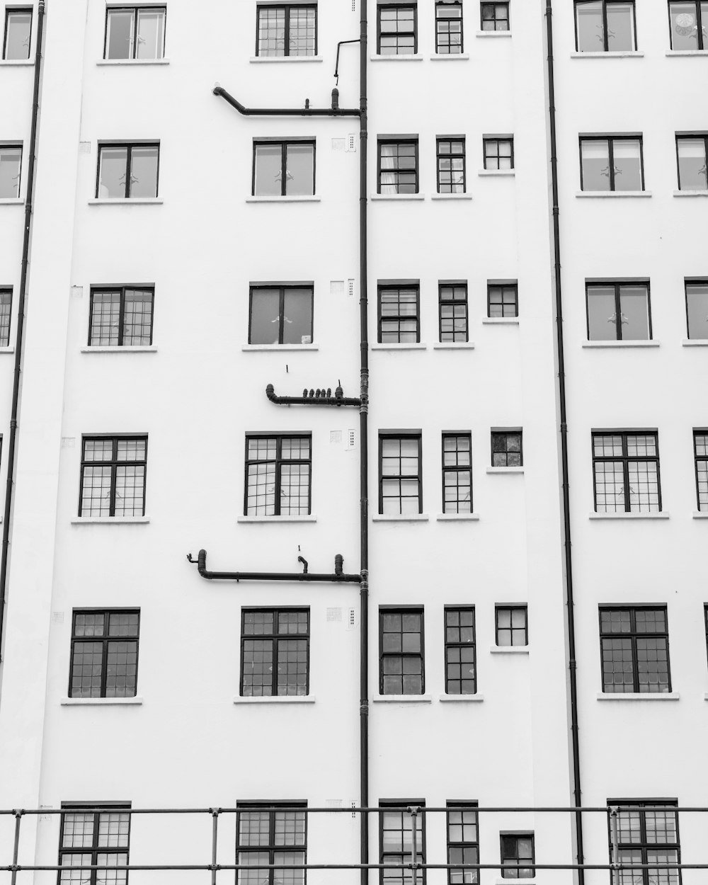 a tall white building with lots of windows