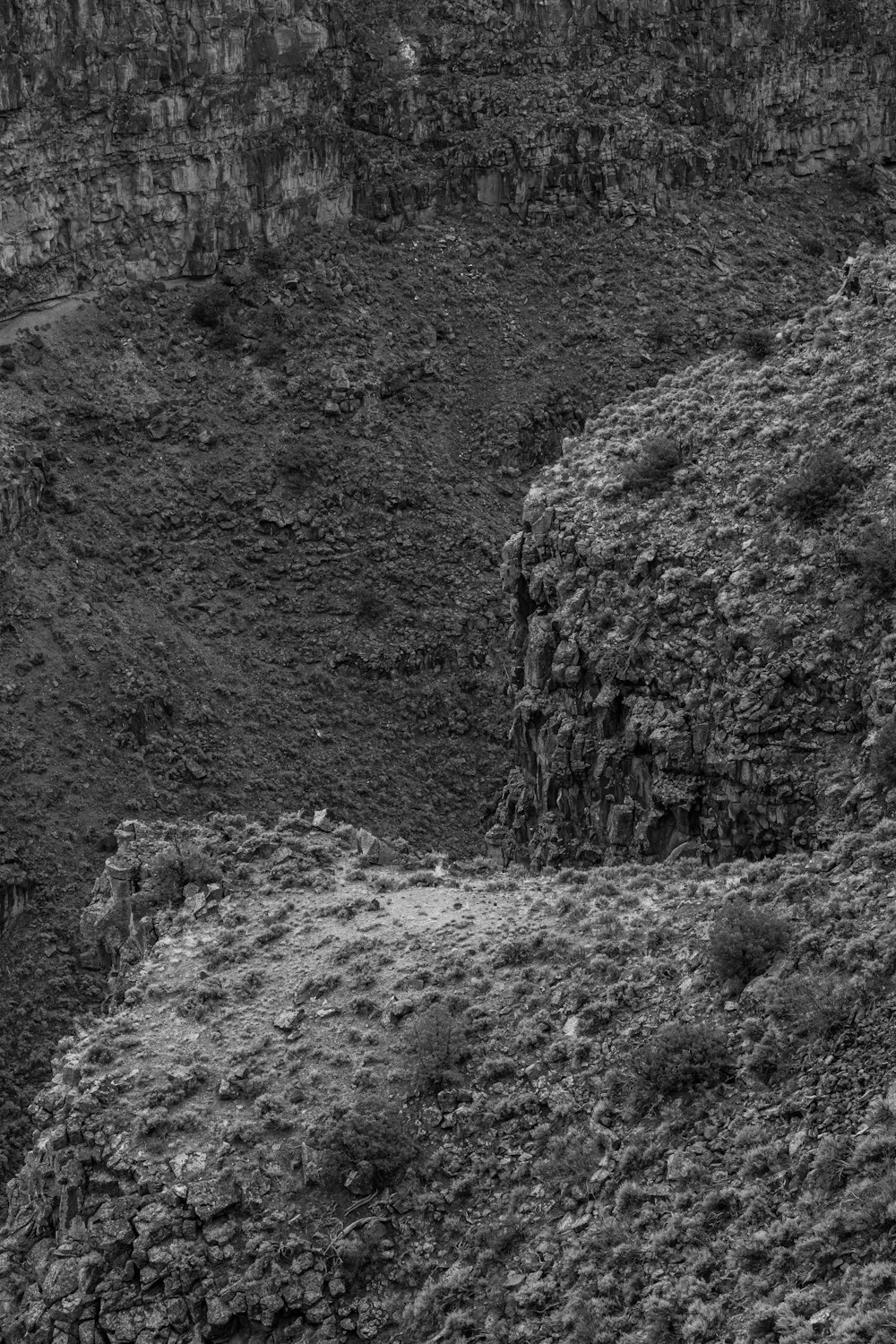 a black and white photo of a cliff