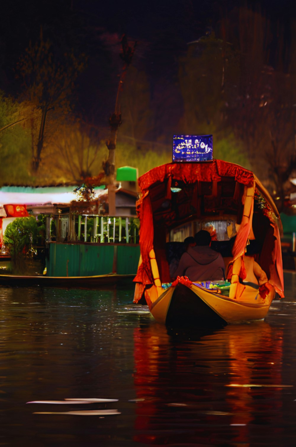 a person in a boat on a body of water