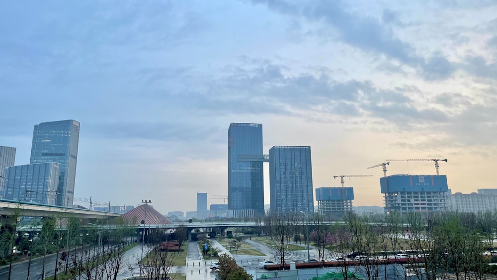 a view of a city from a bridge