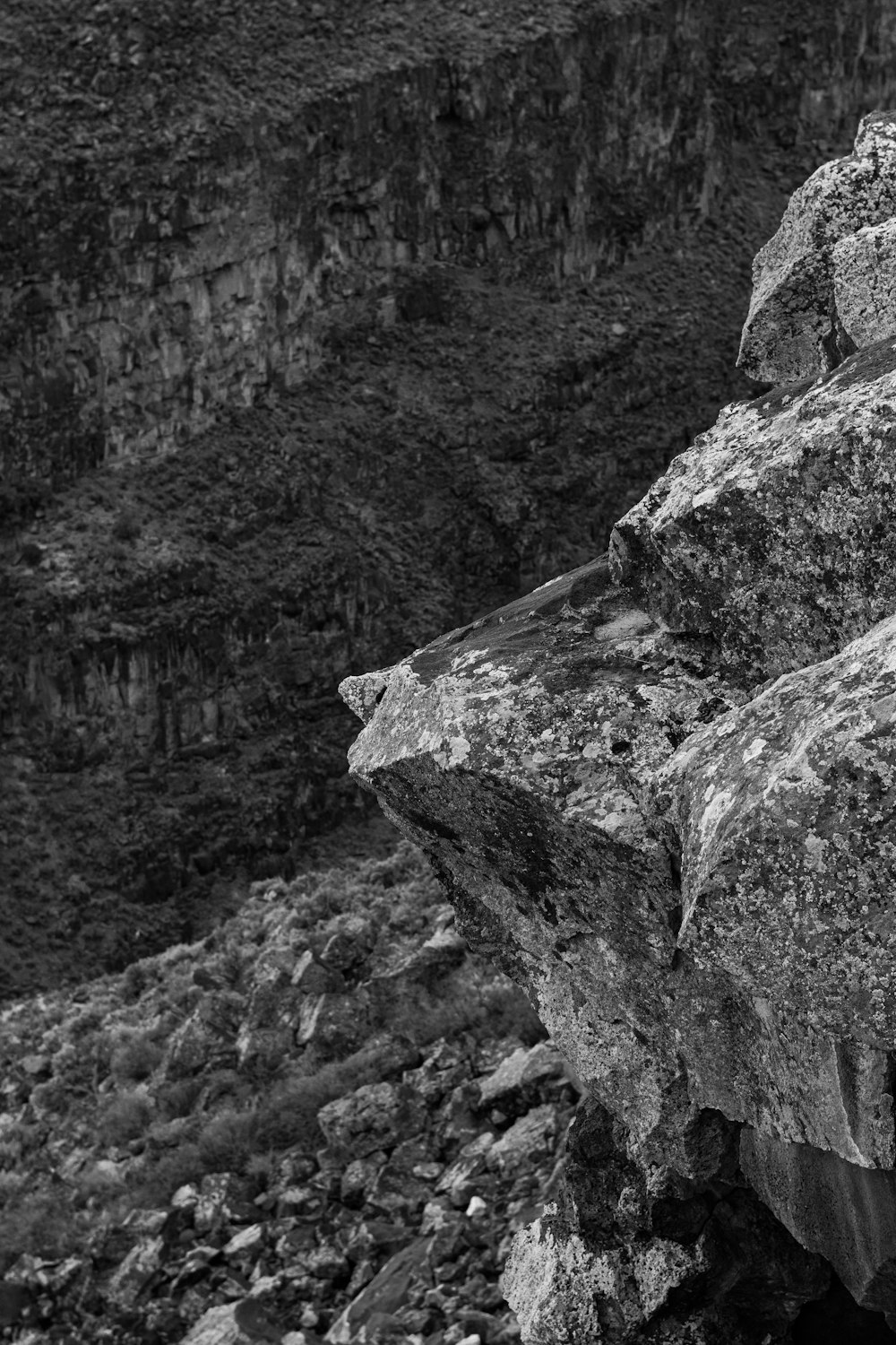 a black and white photo of a rock formation