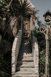 a set of stairs leading up to a house