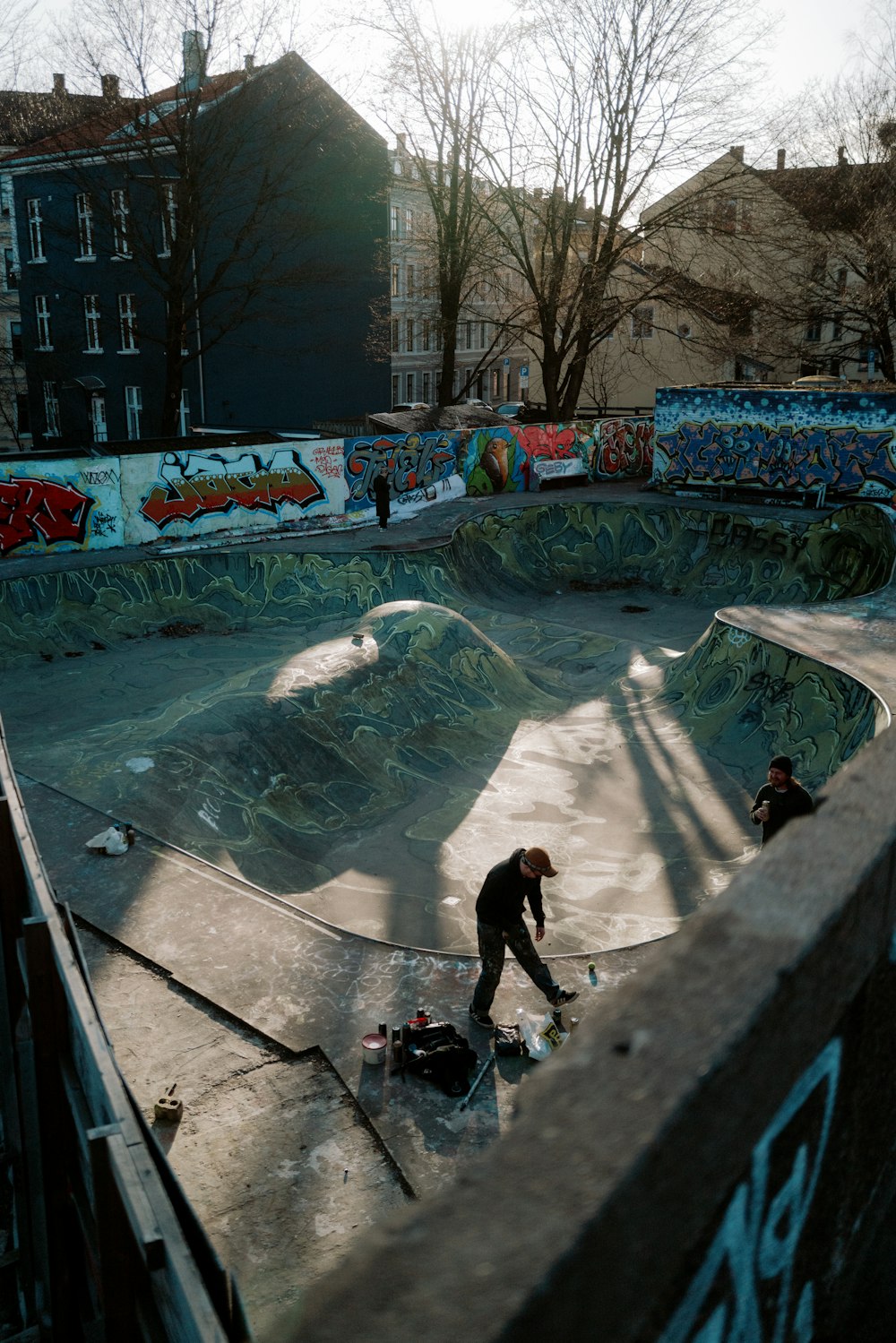 a man riding a skateboard up the side of a ramp