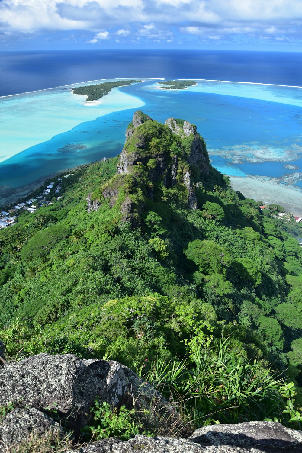 a view of an island from the top of a mountain