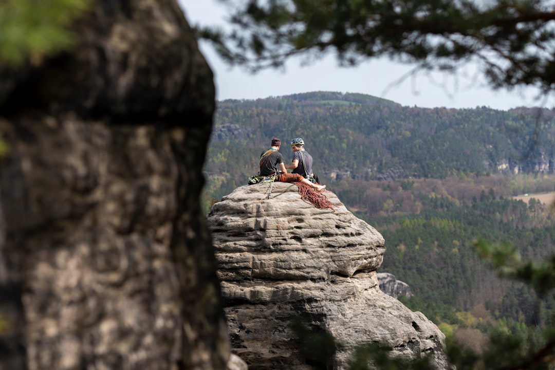 Two climbers in the heart of the Saxon Switzerland Mountains You can discover others projects in my website 👉maxencepira.pro