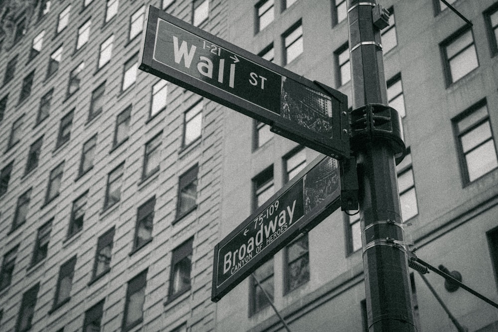 a black and white photo of a street sign