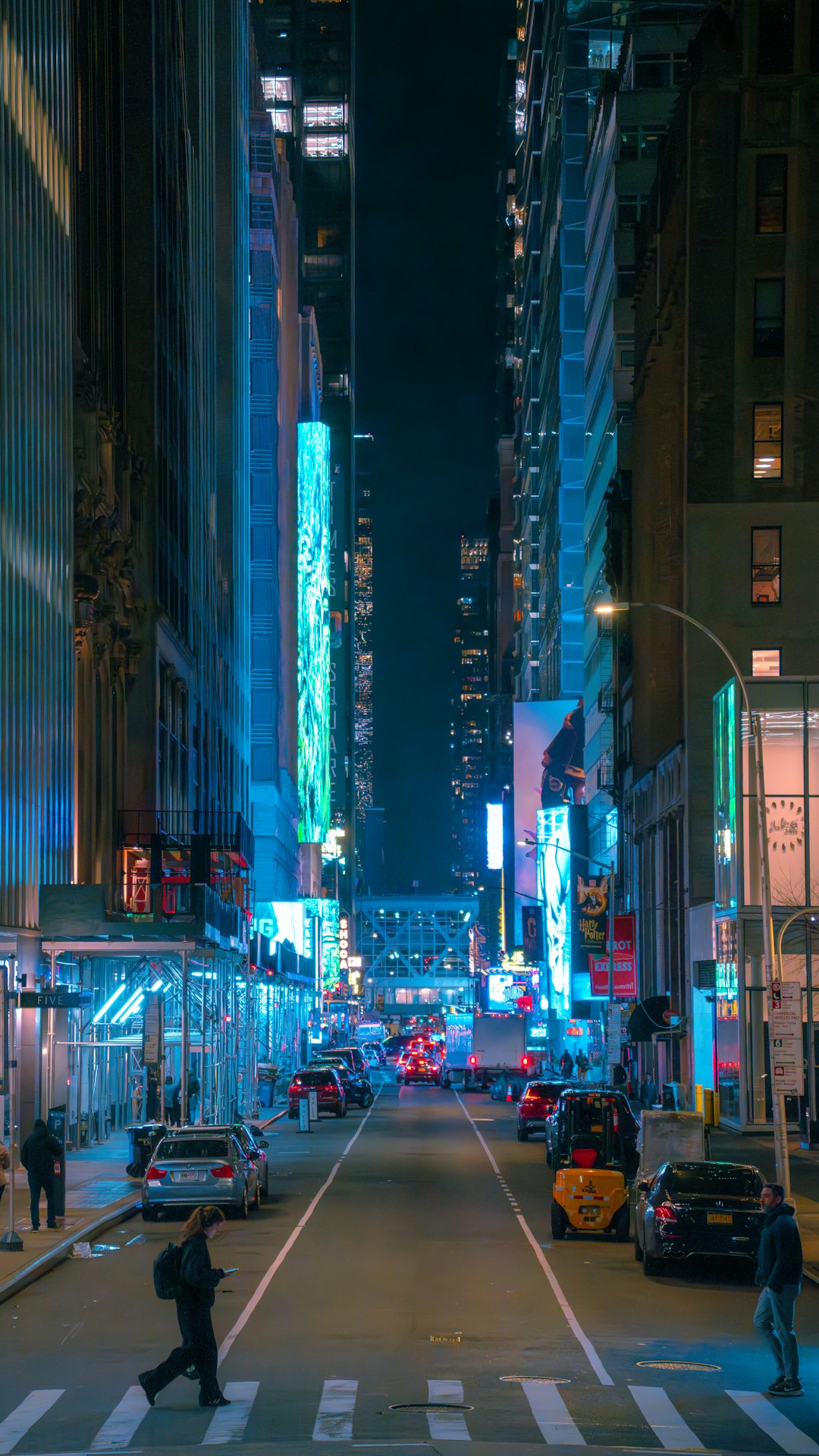 Cyberpunk creation of a street in New York City.