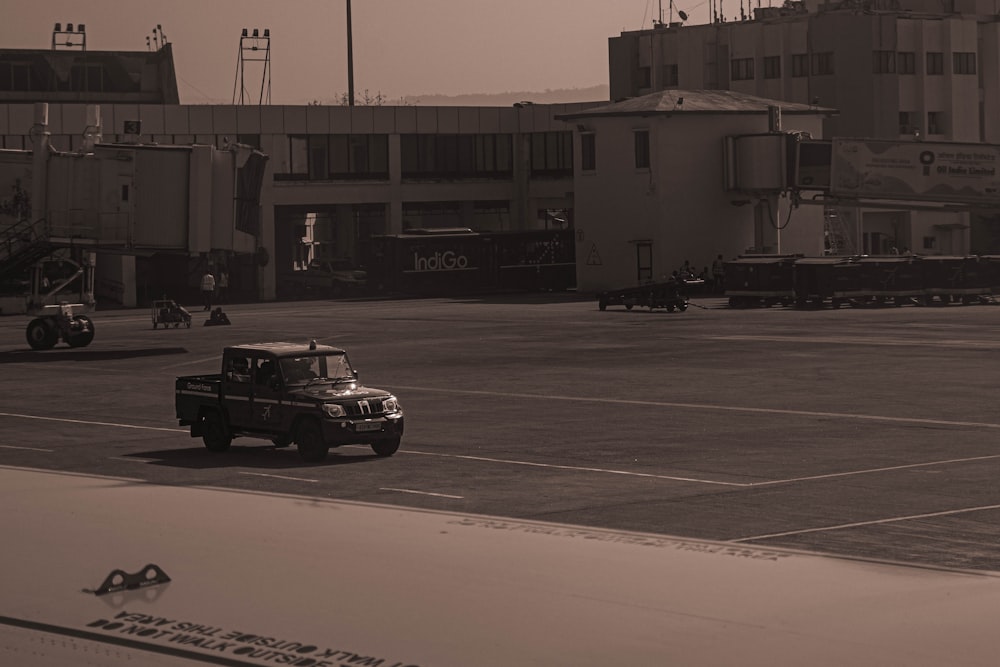 a black and white photo of an airport