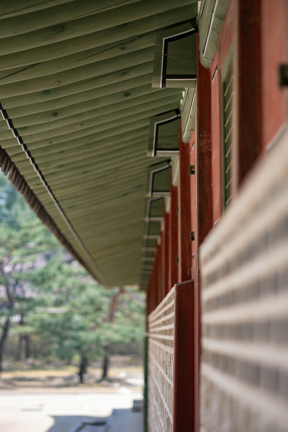 a close up of a metal roof on a building