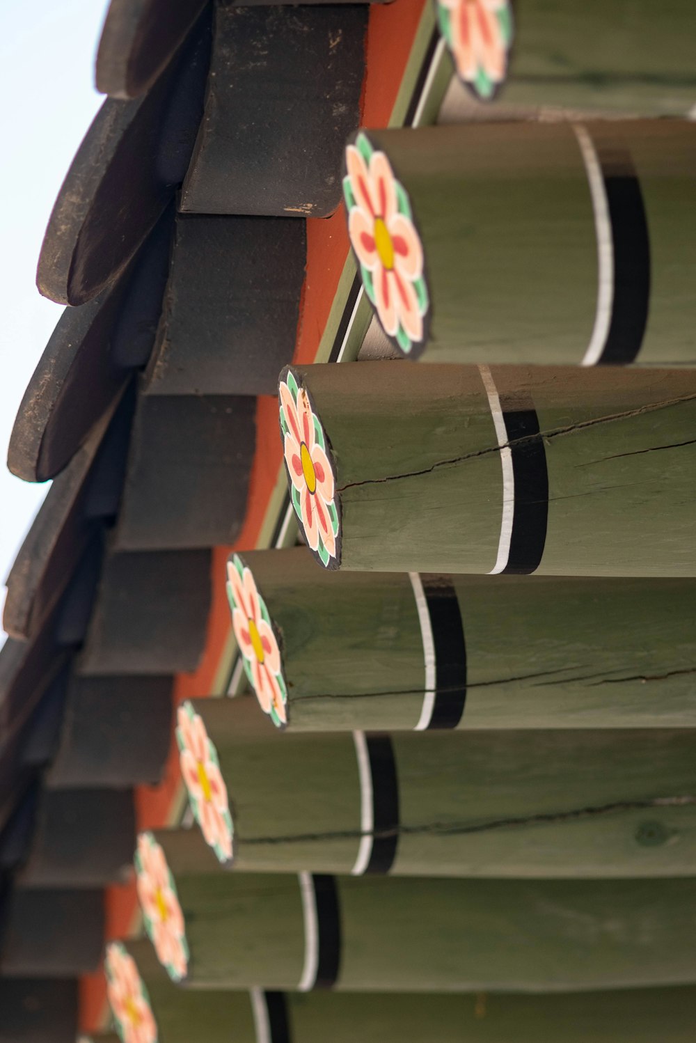 a close up view of the roof of a building