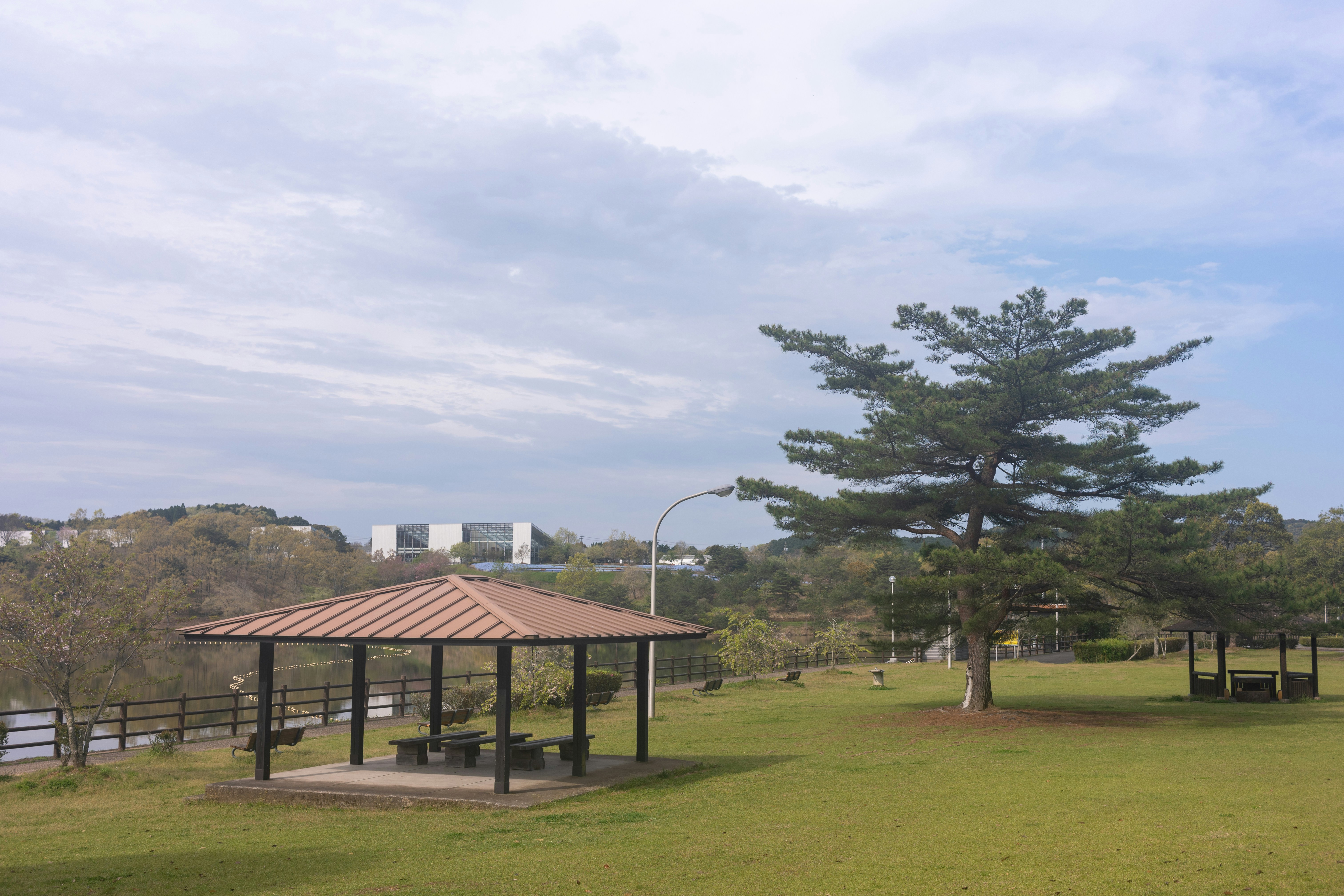 Gazebo in a grassy field