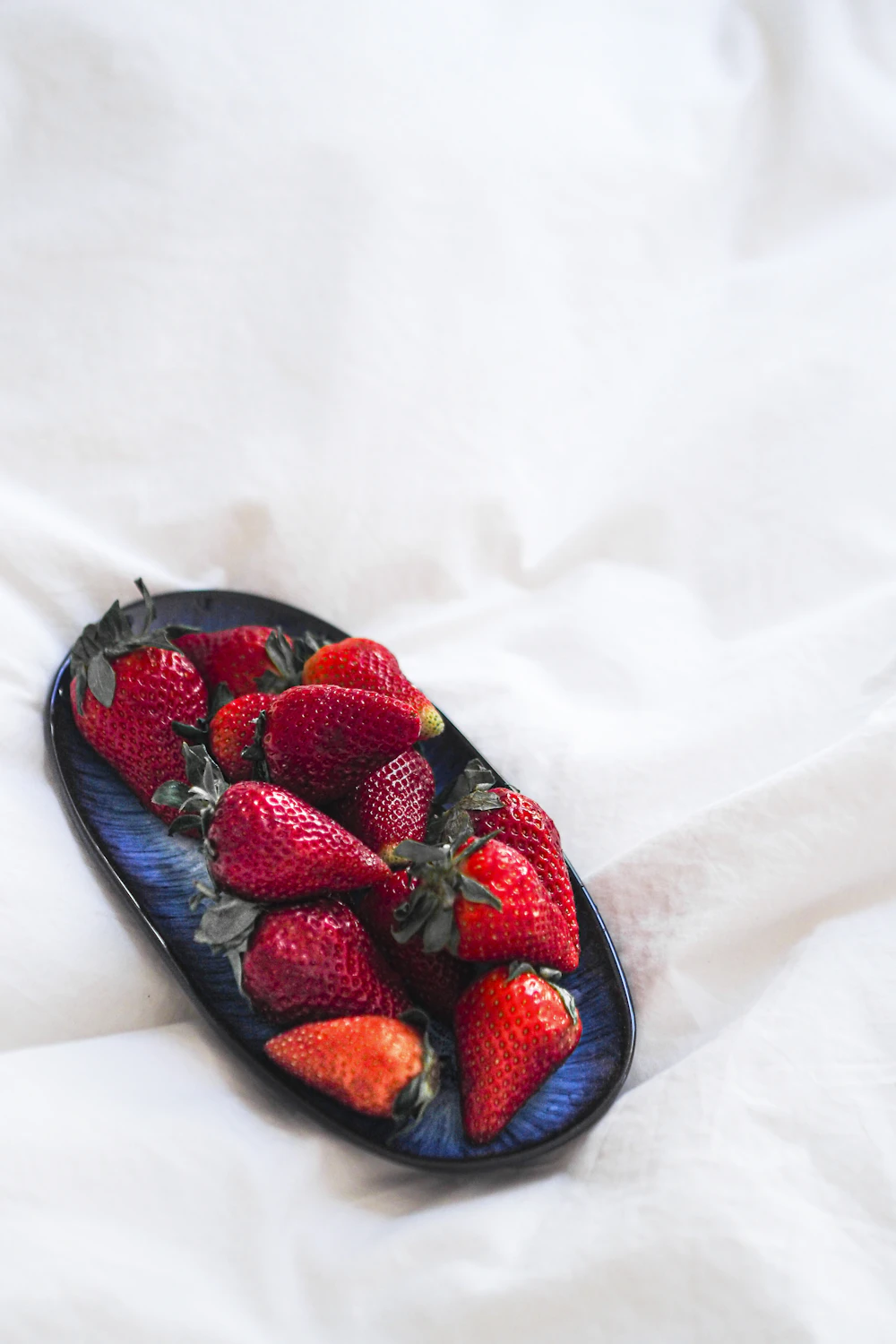 Navy glazed oval ceramic serving platter