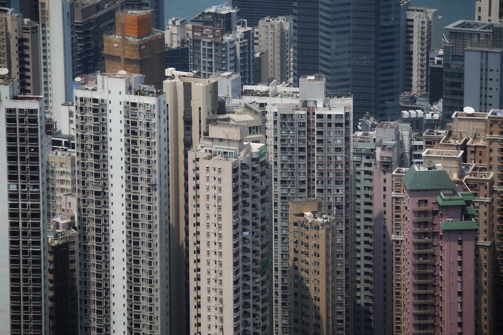 a large group of tall buildings in a city