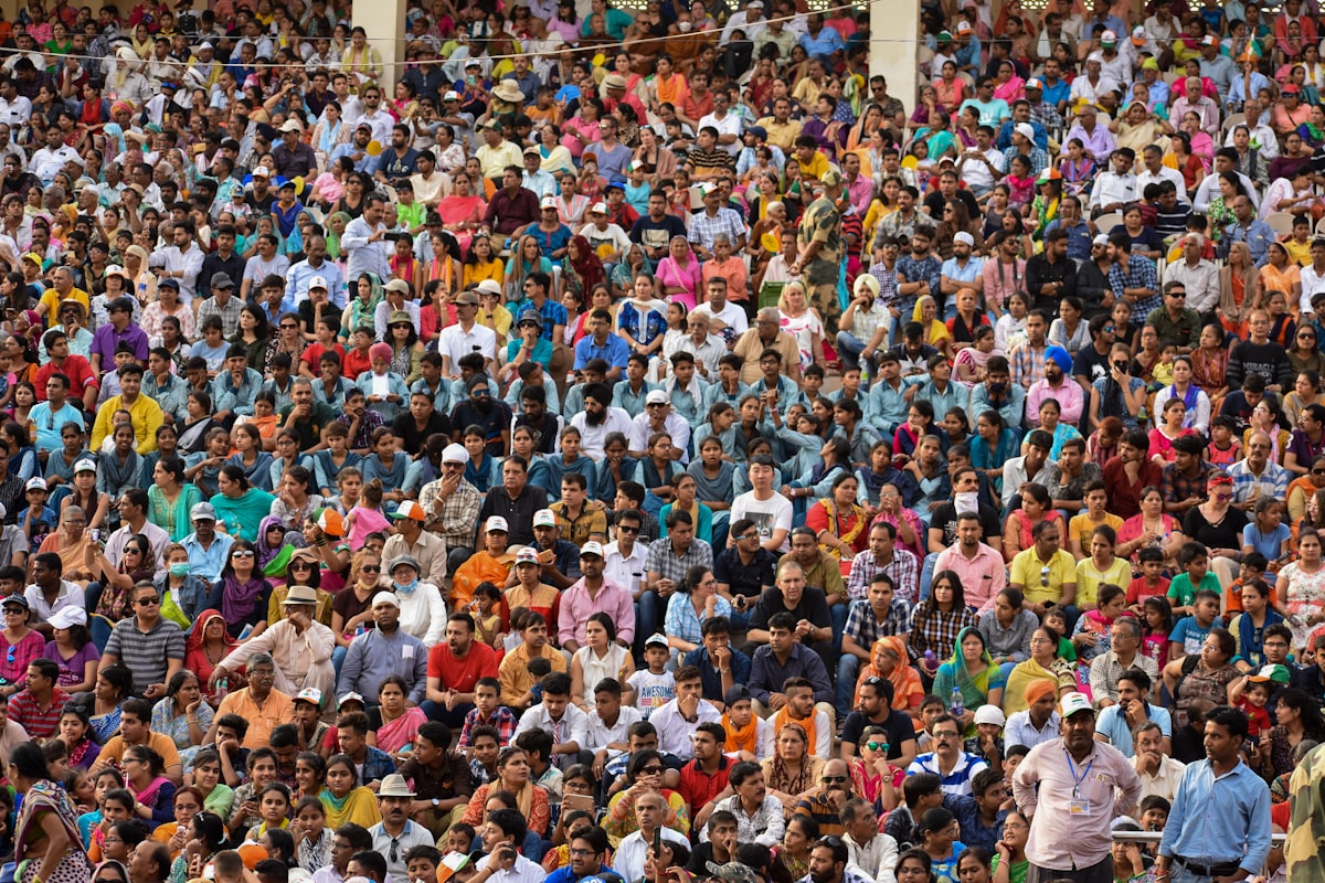 Pilgrims gathered at a sacred temple ghat in India