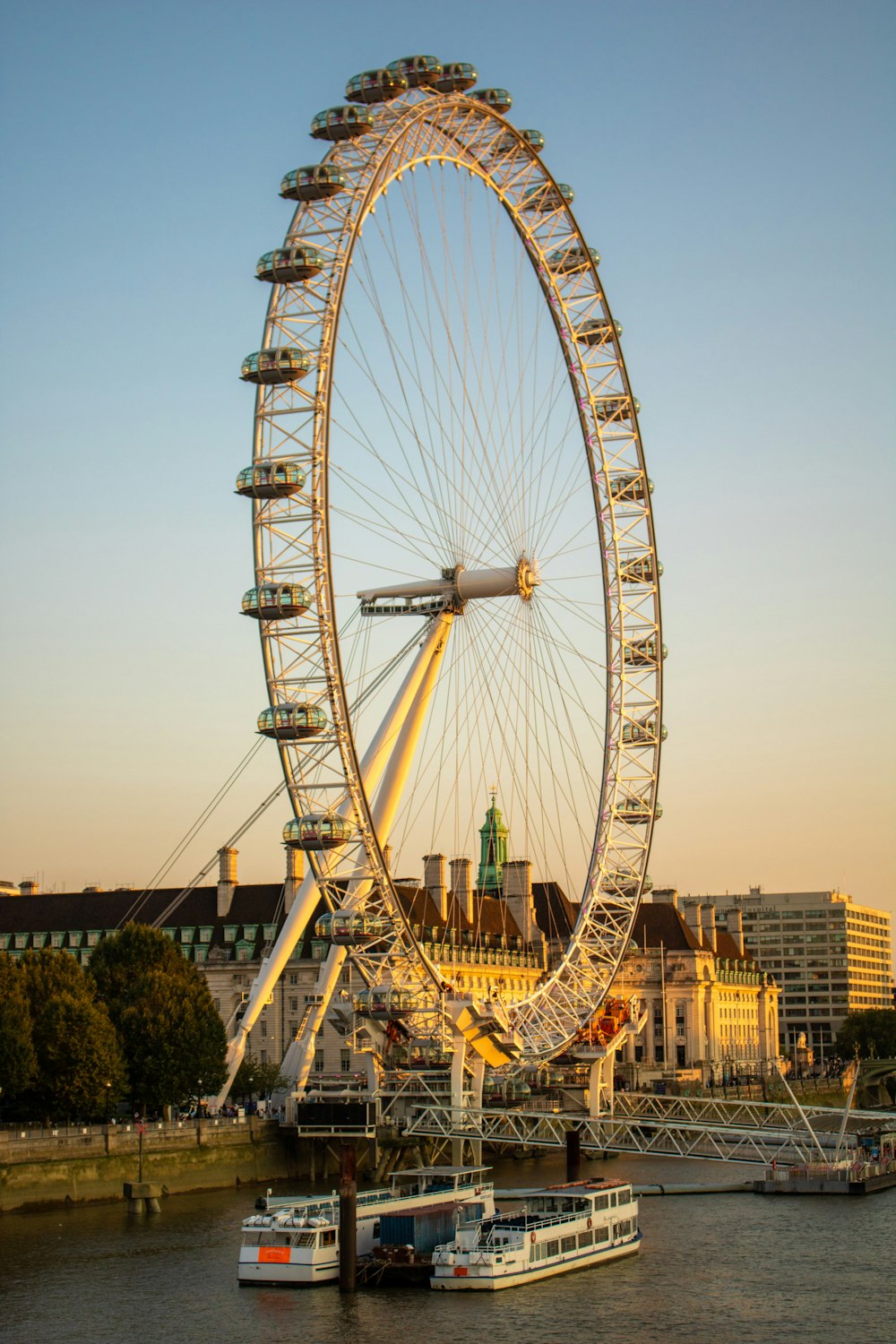 a large ferris wheel sitting on top of a river