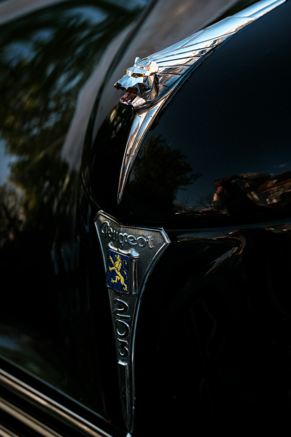 a close up of the emblem on a classic car