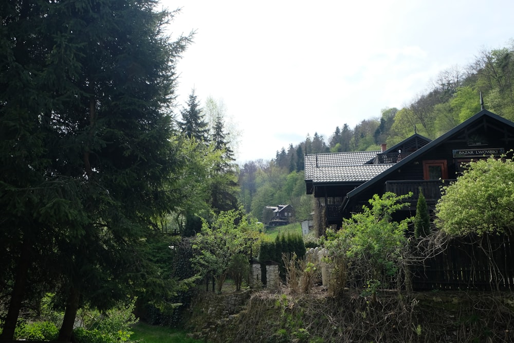 a house in the middle of a wooded area