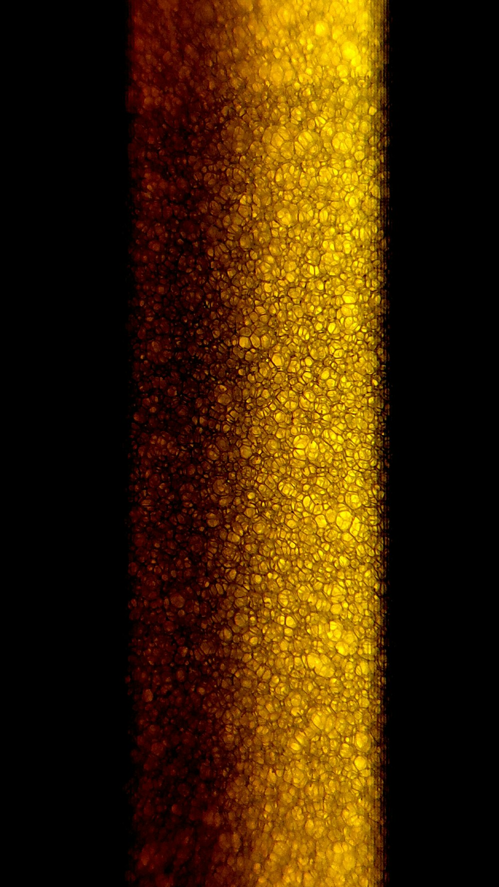 a close up of a yellow substance on a black background