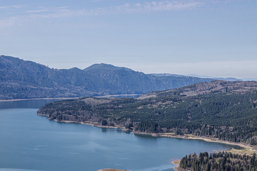 a large body of water surrounded by mountains