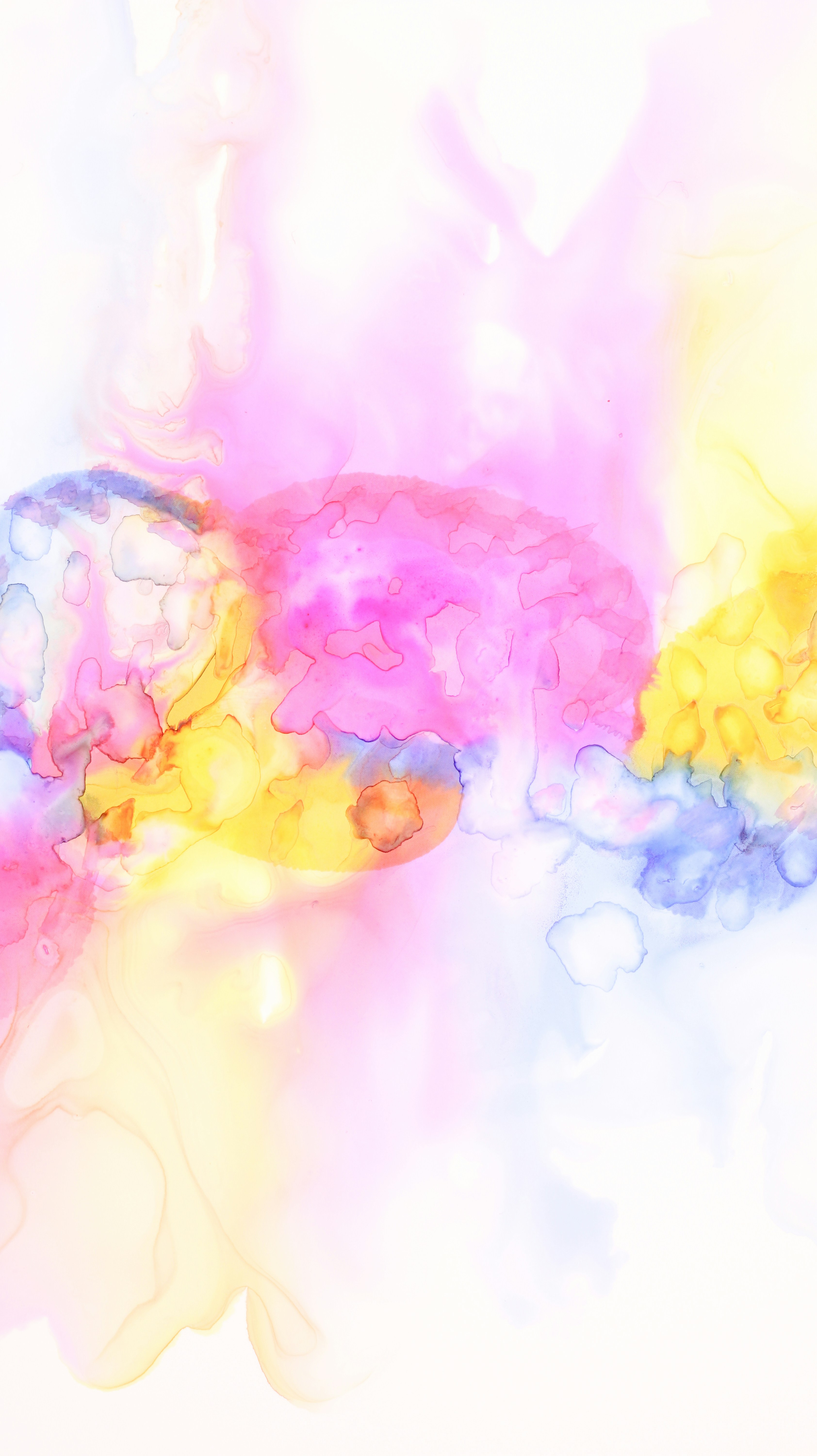 An abstract painting of a pink, yellow, and blue object photo – Free ...