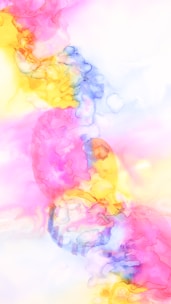 an abstract painting of a multicolored structure