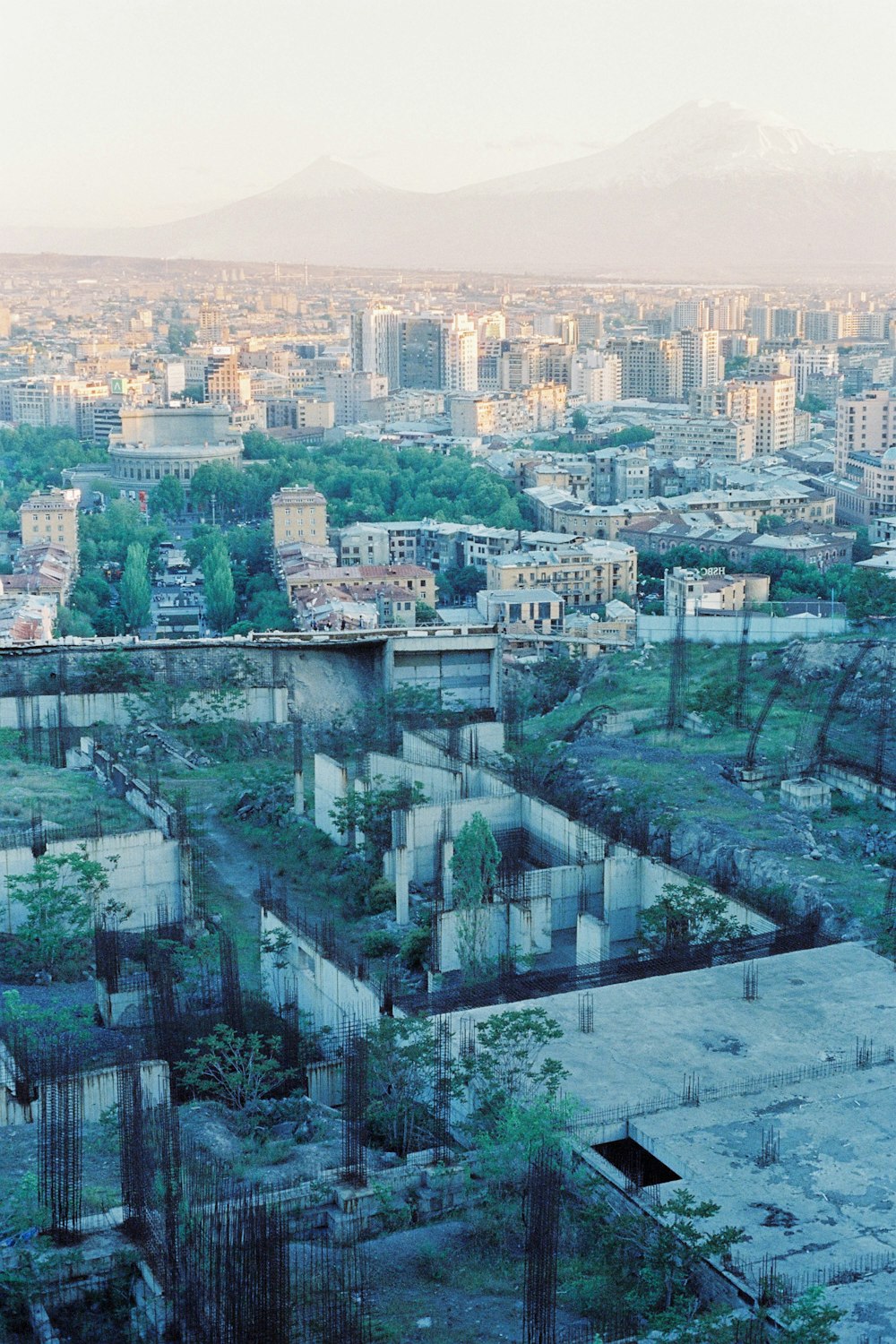 a view of a city from a tall building