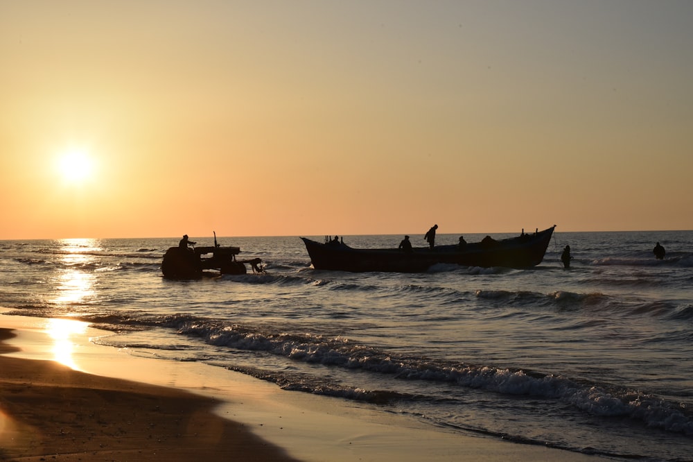 a couple of boats that are sitting in the water