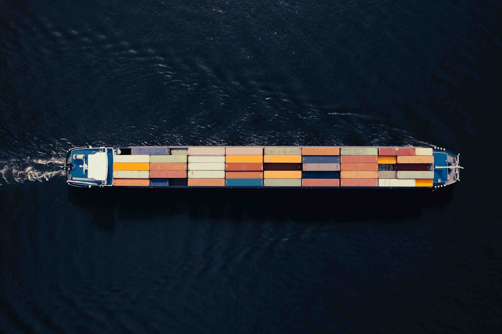 a large container ship in a body of water