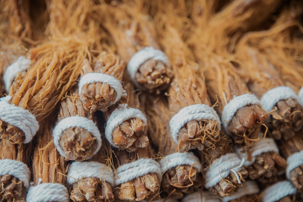 a bunch of sticks that have been wrapped in rope