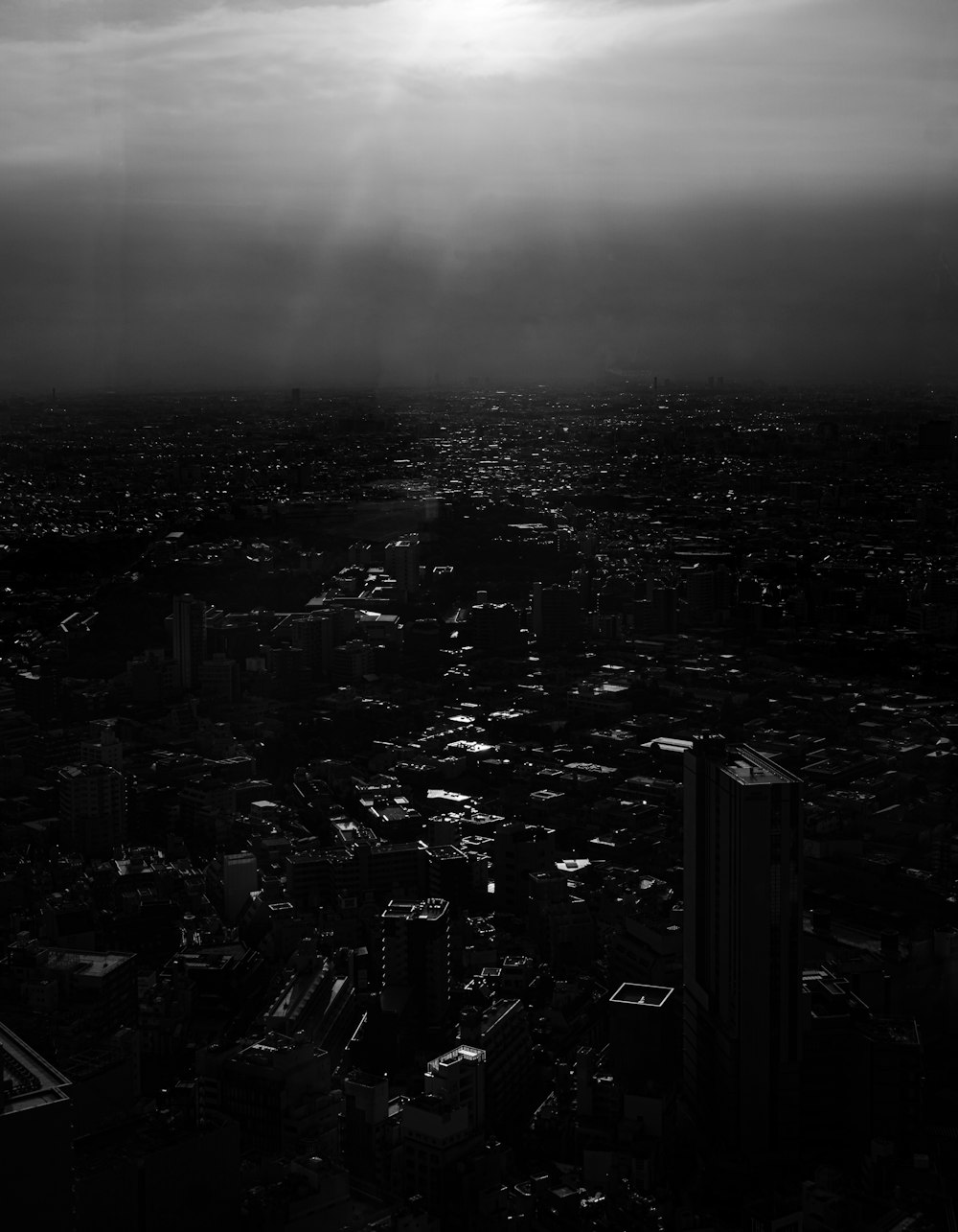 a black and white photo of a city